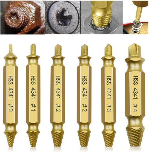 Double-Ended HSS 4341 Screw Extractor Set for Stripped or Damaged Screws (Reverse-Threaded)