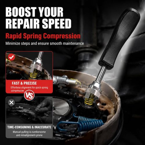 Brake Spring Compressor Tool for Automotive Brake Repair, Heavy-Duty Spring Compression Tool with Pull Hook for Installation & Maintenance