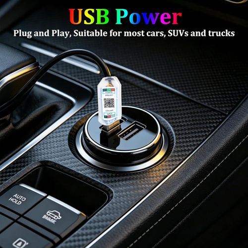 Automotive RGB LED Acrylic Ambient Lighting – USB-Powered, No-Installation Required, Dynamic Flowing Light for Center Console Decoration