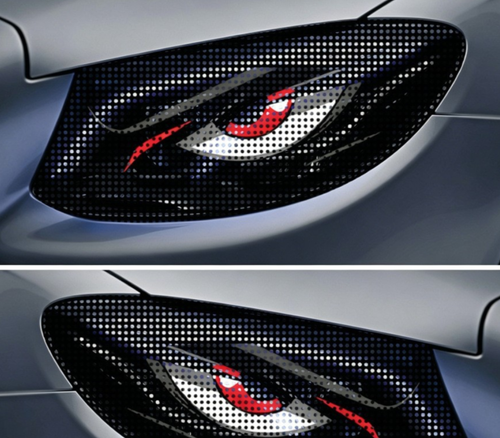 Car mesh devil eye headlight decal, customizable and cool headlight decoration sticker