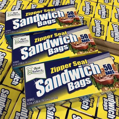 Zipper Seal Sandwich Bags, Resealable Food Storage Bags for Snacks, Sandwiches, Fruits & Everyday Kitchen Storage, 50 Count