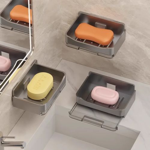 No-punch soap box does not accumulate water new style soap box bathroom double-layer soap drain box household soap storage