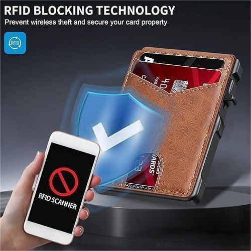 Hot-selling men's wallet, long AirTag card holder, large capacity, flip-top, carbon fiber metal card holder.