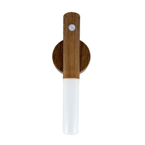 New Motion-Sensor Night Light: Rechargeable Ambient Light with Faux Wood Grain, Magnetic Wall-Mount Design, Ideal for Bedroom Bedside Use