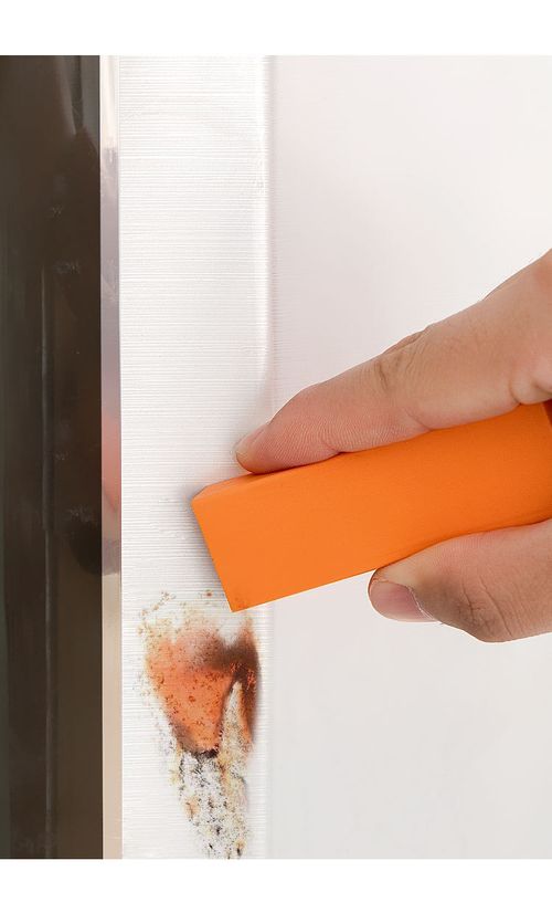Japanese-style multi-purpose cleaning eraser for kitchen countertops, stainless steel fixtures, and removing limescale from faucets