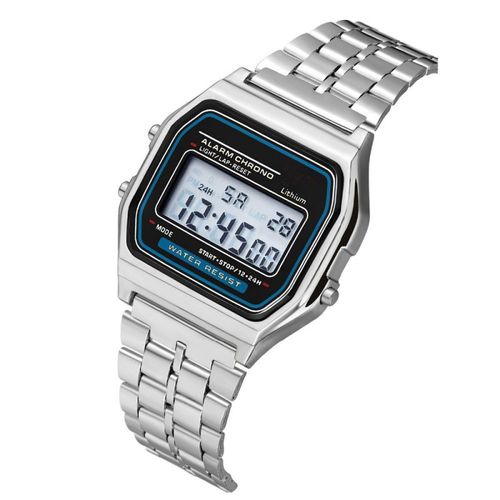 Steel band LED electronic watch ultra-thin gold and silver cold light watch F91W steel band Harajuku style fashion