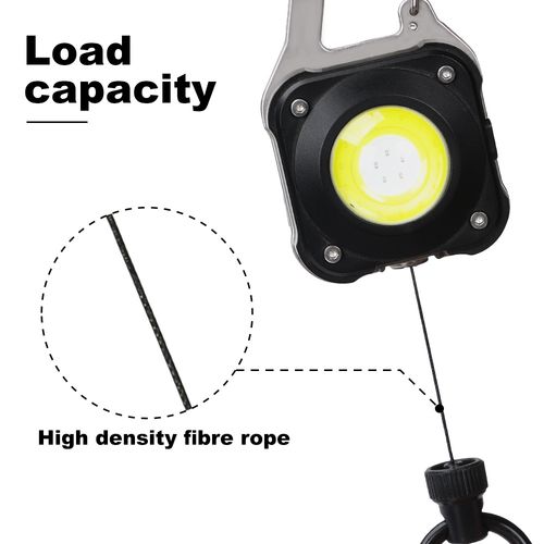 Retractable Keychain Flashlight: High-Intensity Rechargeable Light, Multifunctional Outdoor Tool with Emergency Escape Hammer, Portable LED Strobe Warning Light.