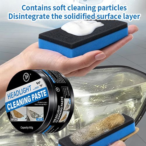 Car Headlight Restoration Paste, Headlamp Cleaner & Polishing Compound for Yellowed, Cloudy and Oxidized Headlights