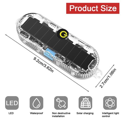 Solar-Powered Multi-Color Strobe Warning Light – Waterproof, High-Brightness Anti-Rear-End Collision Light for Cars and Motorcycles (Night Use)
