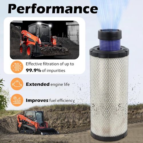 59800-26110 3A111-19130 Air Filter Kit Fit for Kubota Skid Steer Loader SSV65 SSV75 SVL75 SVL75-2 SVL75C SVL75C-2 Replaces  P827653 P829332
