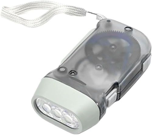 Portable, ultra-bright, mini LED emergency flashlight with manual hand-press power generation
