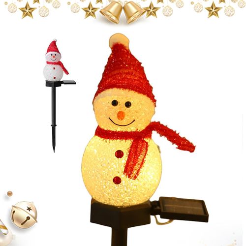Solar Christmas Snowman Garden Stake Lights, LED Outdoor Christmas Decorations for Garden, Lawn, Yard, Pathway and Patio