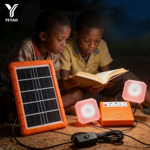 Small-scale home solar power system with 3 lights – a complete mini solar energy storage kit for camping and household use