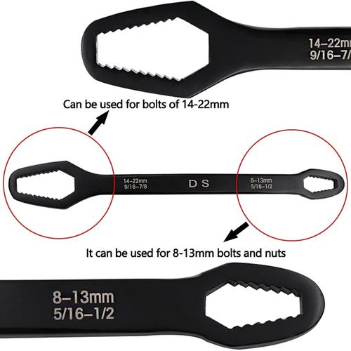 Multifunctional self-tightening wrench (dual-purpose open-end and ring wrench)