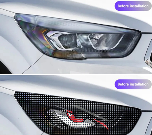 Car mesh devil eye headlight decal, customizable and cool headlight decoration sticker