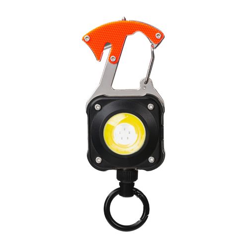 Retractable Keychain Flashlight: High-Intensity Rechargeable Light, Multifunctional Outdoor Tool with Emergency Escape Hammer, Portable LED Strobe Warning Light.