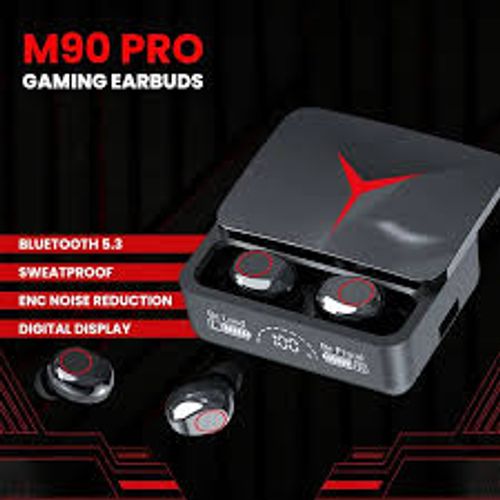 New M90 TWS Bluetooth Earbuds – True Wireless, In-Ear, Sports-Style, Featuring a Stylish Sliding-Cover Case and Digital Display