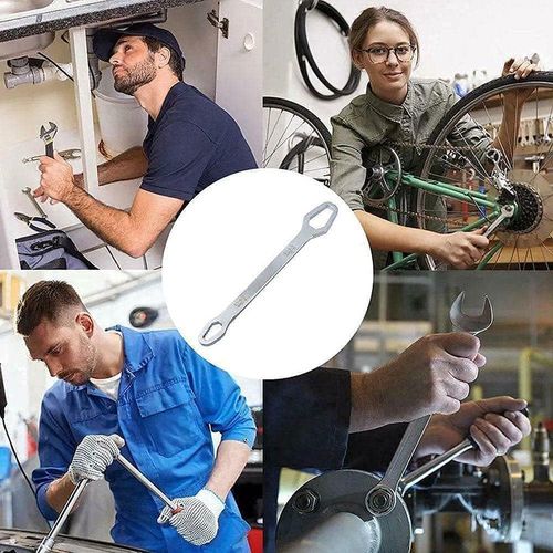 Multifunctional self-tightening wrench (dual-purpose open-end and ring wrench)