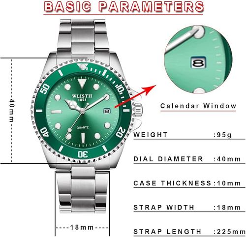 Men's Quartz Watch, Luminous Fashion Calendar Watch, Cross-border Watch, Steel Strap Submariner Watch