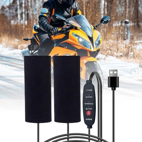 USB Heated Motorcycle Handlebar Grips, 3-Level Temperature Control, Electric Hand Warmers for Motorcycles, Electric Bikes & Scooters