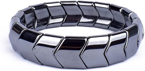 Men's Elastic Hematite Bracelet – Natural Stone Accessory with Square and Diamond Shapes – Single-Strand Yoga Bracelet