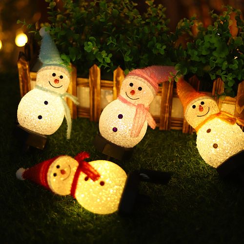 Solar Christmas Snowman Garden Stake Lights, LED Outdoor Christmas Decorations for Garden, Lawn, Yard, Pathway and Patio