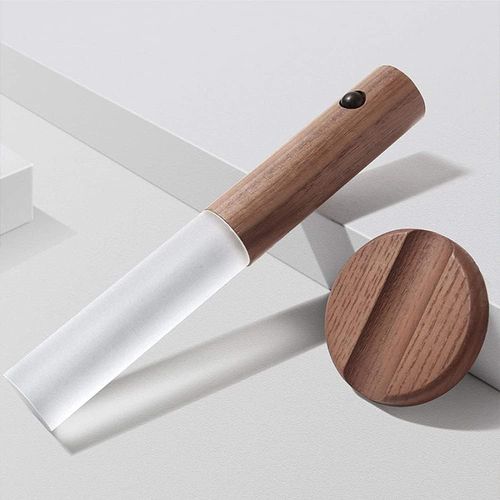 New Motion-Sensor Night Light: Rechargeable Ambient Light with Faux Wood Grain, Magnetic Wall-Mount Design, Ideal for Bedroom Bedside Use
