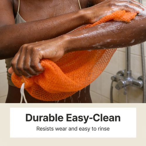 African Bath Sponge – Long Exfoliating Mesh Body Scrubber for Shower, Bath & Daily Body Cleansing