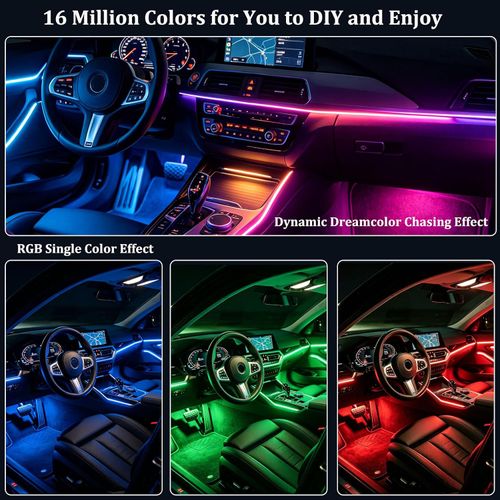 Automotive RGB LED Acrylic Ambient Lighting – USB-Powered, No-Installation Required, Dynamic Flowing Light for Center Console Decoration
