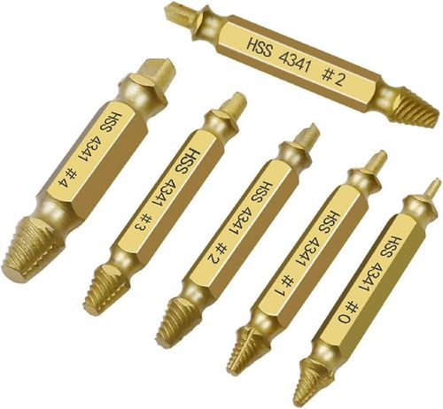 Double-Ended HSS 4341 Screw Extractor Set for Stripped or Damaged Screws (Reverse-Threaded)