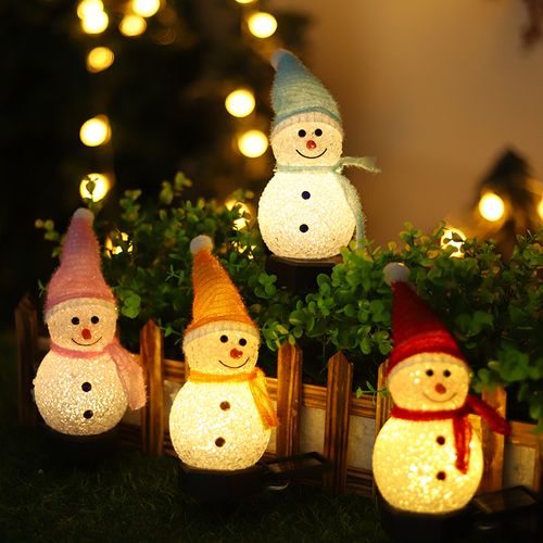 Solar Christmas Snowman Garden Stake Lights, LED Outdoor Christmas Decorations for Garden, Lawn, Yard, Pathway and Patio
