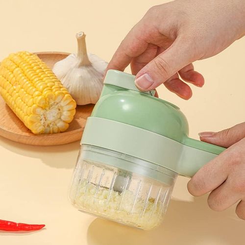 Kitchen Goods Electric Vegetable Cutter Set - 4 in 1 Portable, Rechargeable, Wireless Food Processor & Chopper Machine for Pepper, Garlic, Onion, Celery & Meat (Type1)