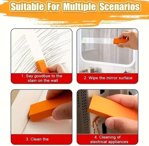 Japanese-style multi-purpose cleaning eraser for kitchen countertops, stainless steel fixtures, and removing limescale from faucets