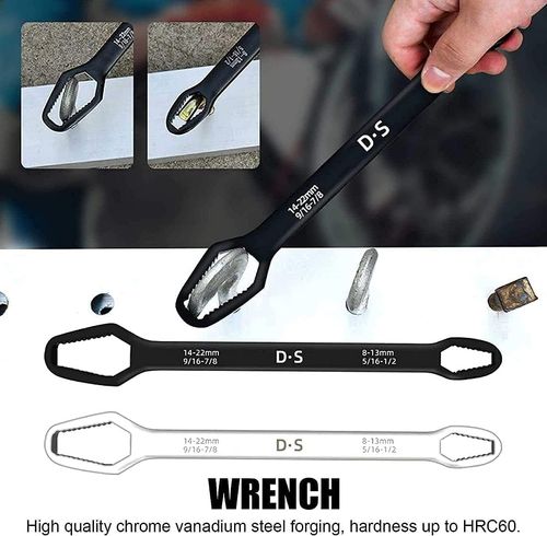 Multifunctional self-tightening wrench (dual-purpose open-end and ring wrench)