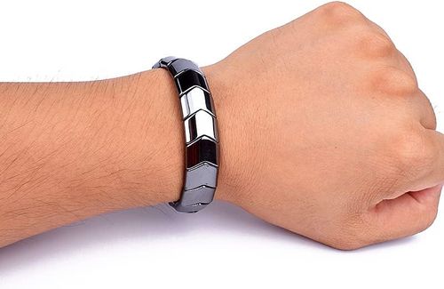Men's Elastic Hematite Bracelet – Natural Stone Accessory with Square and Diamond Shapes – Single-Strand Yoga Bracelet