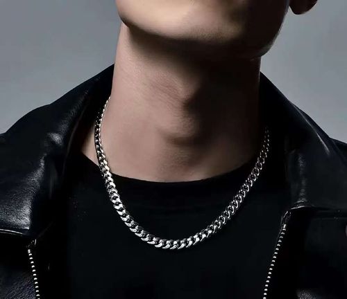 Men s Silver Cuban Chain  Finally   a Necklace That Slaps With Every Outfit    Total Vibe