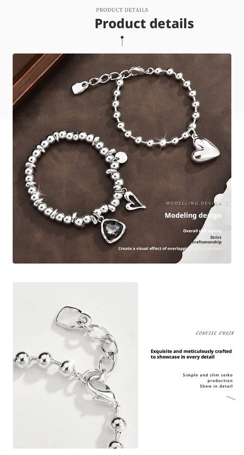 Crystal Crushed Silver Bracelet (Silver) + Heart Beaded Bracelet (Silver) Set