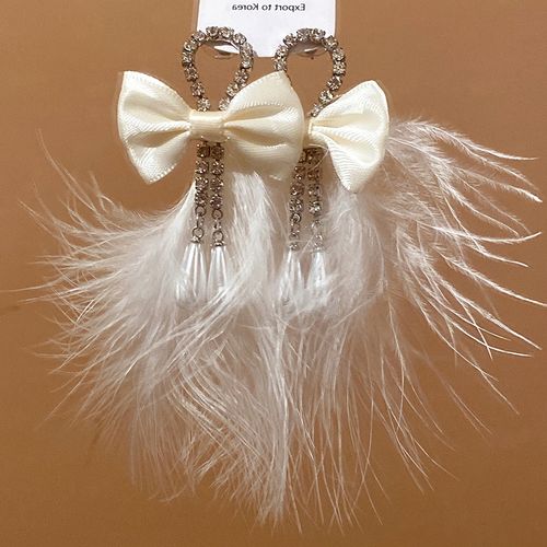 ✨Soft Mist White Bow Feather Earrings | Swing Tenderness by Your Ears!