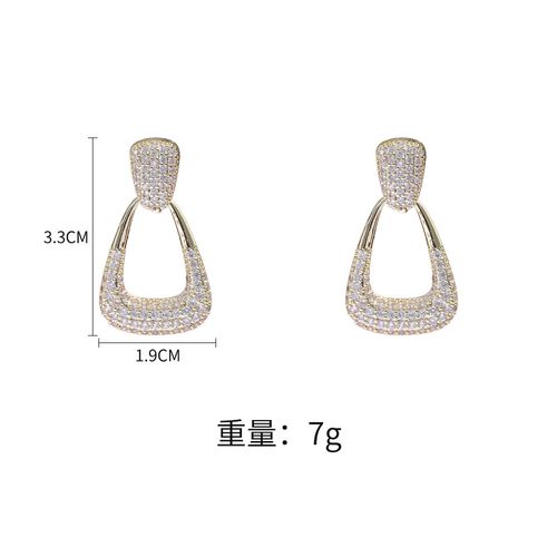 High-end Full Diamond Geometric Earrings – 2025 New Light Luxury Jewelry
