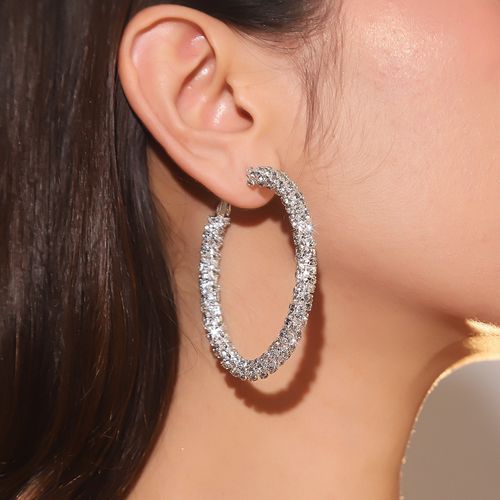 New Luxury Personality Fashion Diamond Large Hoop Earrings