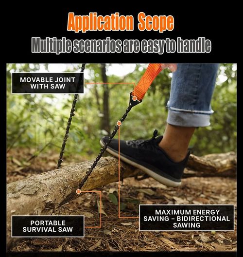 Portable Hand - Pull Chain Saw (Black), Essential for Outdoor Camping and Wilderness Survival, Manganese Steel Material, Strong and Wear - Resistant, 11 - Tooth Design, Easy and Labor - Saving