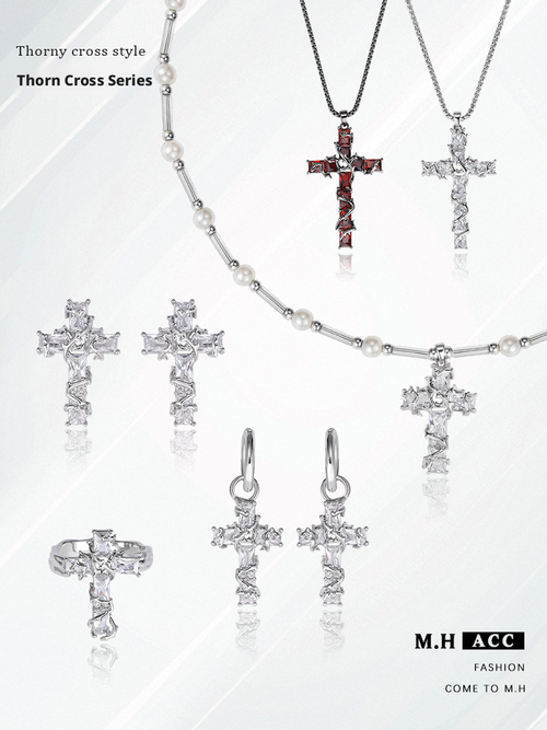 Fully encrusted sparkly crystals enshroud faith— the edgy highlight around your neck