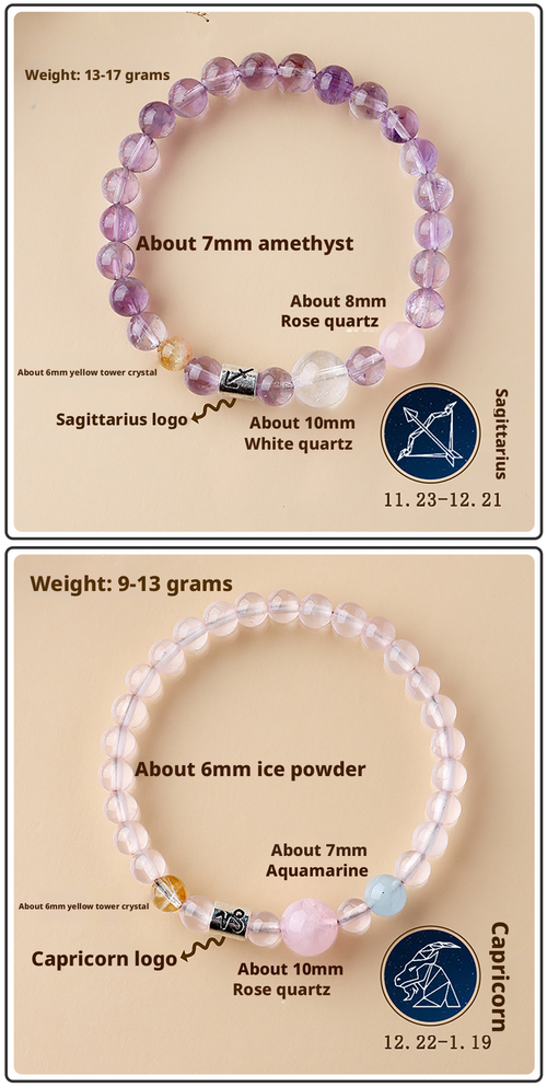 Ancient handmade 12 constellation exclusive fortune natural crystal multi treasure bracelet