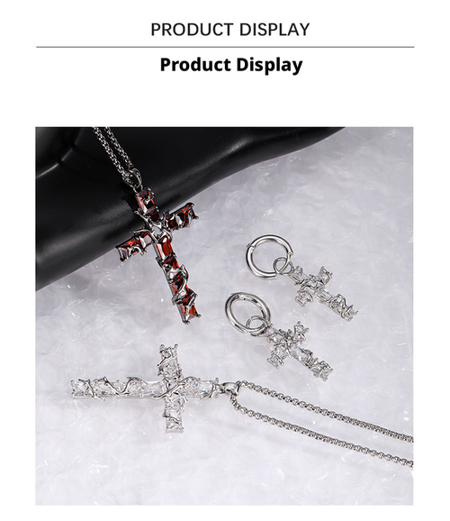 Fully encrusted sparkly crystals enshroud faith— the edgy highlight around your neck