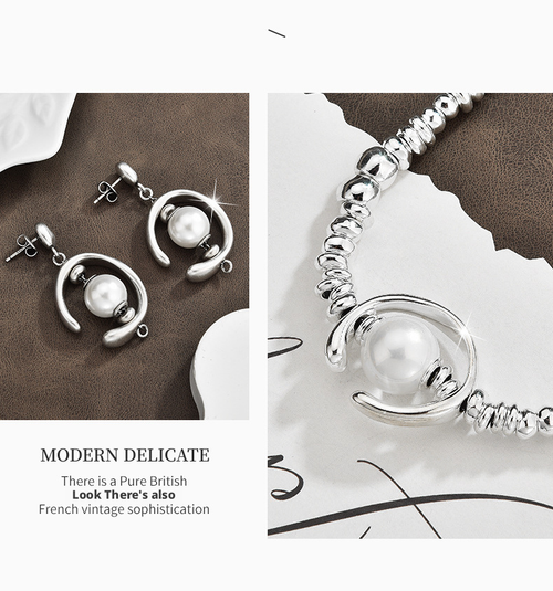 ✨ Silver Pearl 3-Piece Set: Sweet-Cool Glow for Your Neck, Wrist & Ears