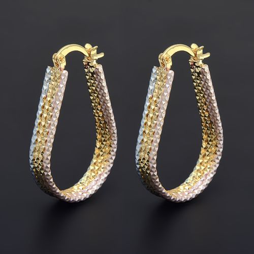 ✨Tri  Color Teardrop Textured Hoops    Your Daily Outfit s Shine Essential