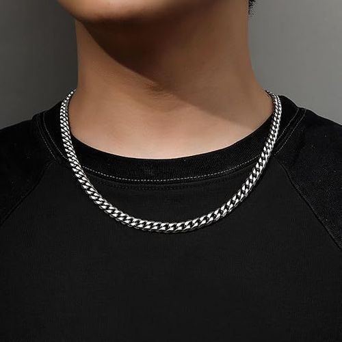 Men s Silver Cuban Chain  Finally   a Necklace That Slaps With Every Outfit    Total Vibe