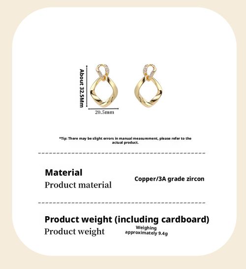 Interlocking Geometric Diamond-shaped Micro-pavé Stud Earrings