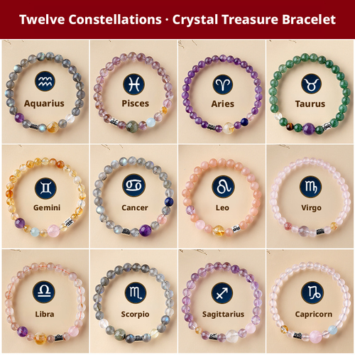Ancient handmade 12 constellation exclusive fortune natural crystal multi treasure bracelet