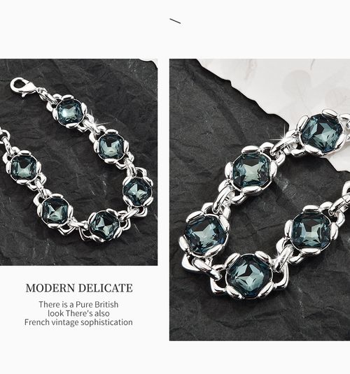 💎 Cool-Toned Smoky Blue Gem Set: Understated Luxury for Your Wrist & Neck